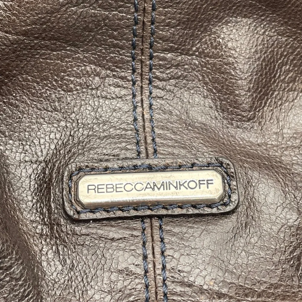 Rebecca Minkoff Hobo Bag Leather Women Large Brown Excellent Y2K Woven Slouchy